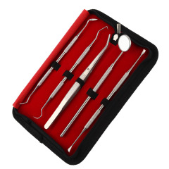 廠家不鏽鋼口腔工具5件套 雙頭探針口腔鏡牙齒清潔護牙科工具套裝