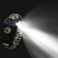 Выживальный браслет из паракорда с LED (LR41), компас и нож, 23 см, универсальная дорожная