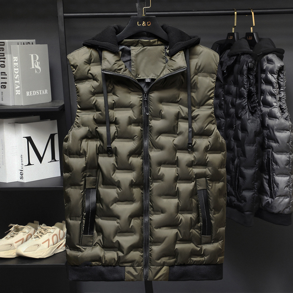 Otoño e Invierno de moda de los hombres de algodón Chaleco de la juventud grasa suelta más tamaño chaleco cálido resistente al frío sin mangas