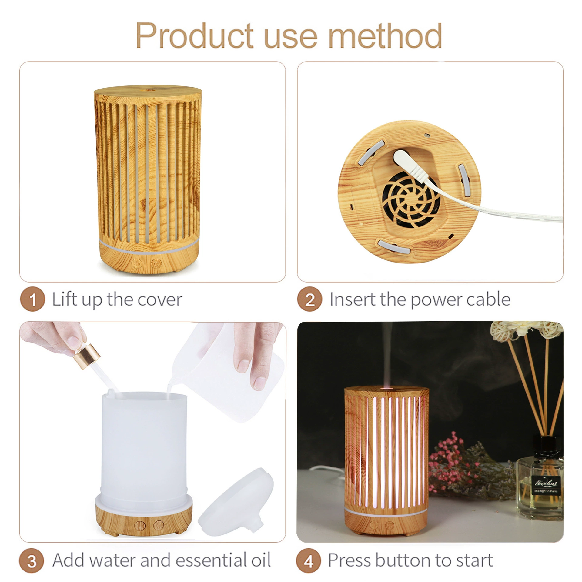 Ultrasonic aroma diffuser, perfume, aromatherapy, humidifier, 200 ml, wholesale