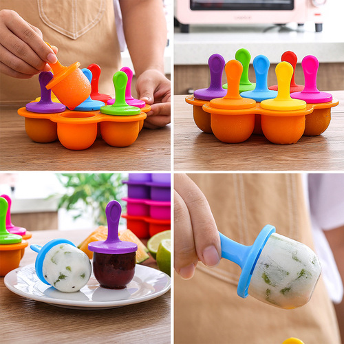 7-hole silicone popsicle mold silicone feeding tray DIY homemade ice cream mold popsicle mold ice cube tray ice tray