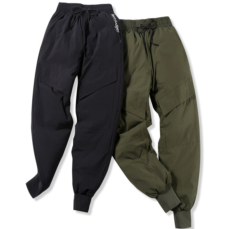 (90 серия "Белый утиный пух") Женская верхняя одежда с высокой талией утолщенные теплые облегающие повседневные брюки карго для пар