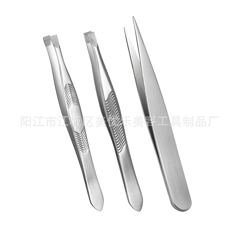 Acero inoxidable oblicuo medio chapado en oro clip de cejas pinzas de cejas recortador de pelo clip de cejas Yangjiang herramientas de belleza