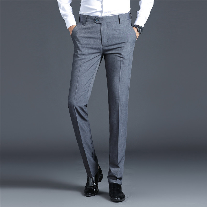Diyu Shenlong Men's Dress Pants, Thin Summer Slim-Fit Stretch Wrinkle-Free Drape Business Casual Long Pants with Slight Stretch