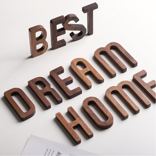 ins Nordic style solid wood monogram wall decoration DIY alphabet home furnishings wooden photography props