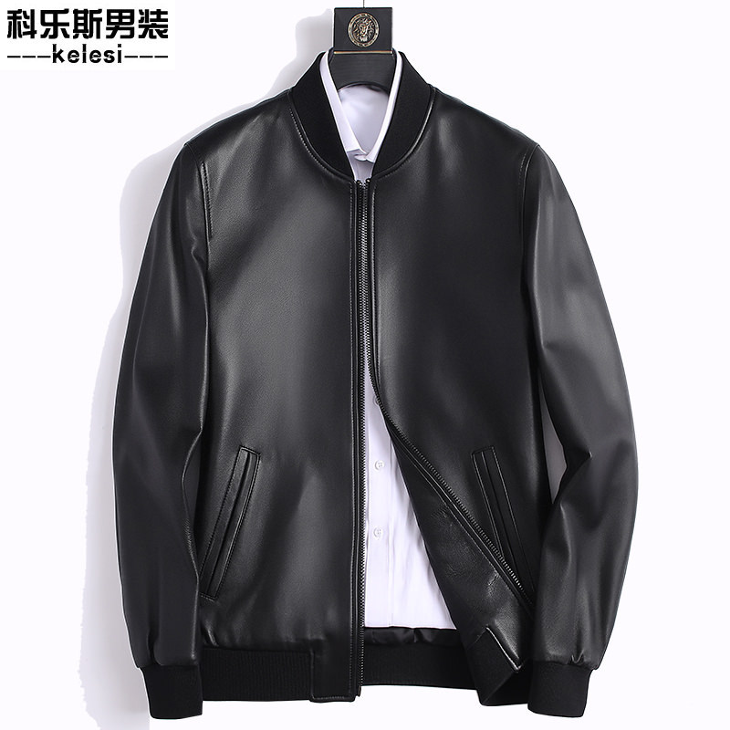 冬季男士真皮皮衣休闲中年大码立领时尚绵羊皮衣男装夹克GFP91906