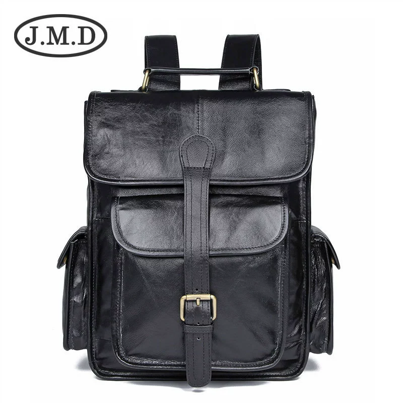 retro import leather backpack, laptop, cowhide, genuine leather