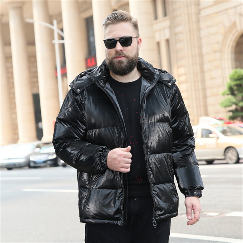 Winter Men's Large Size Vertical Collar Thickened Short Shiny Down Jacket Special Body Fatty Plus Large Size Original Single Foreign Trade