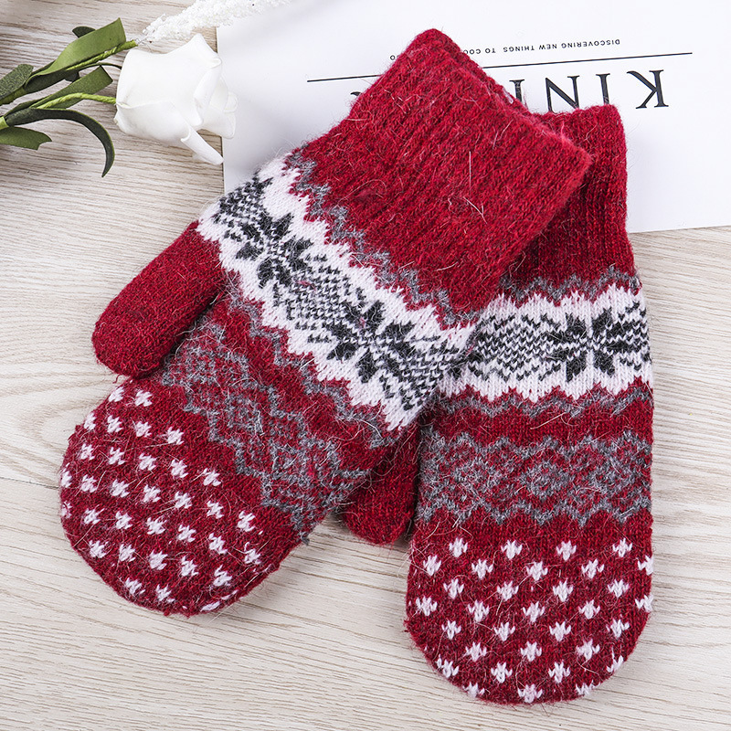 Fashionable Women's Double-Layer Thickeneded Warm Bag Mittens Autumn and Winter Outdoor Rabbit Wool Gloves for Boys and Girls Couples Fashionable Women's Double-Layer Thickeneded Warm Bag Mittens Autumn and Winter Outdoor Rabbit Wool Gloves for Boys and Girls Couples