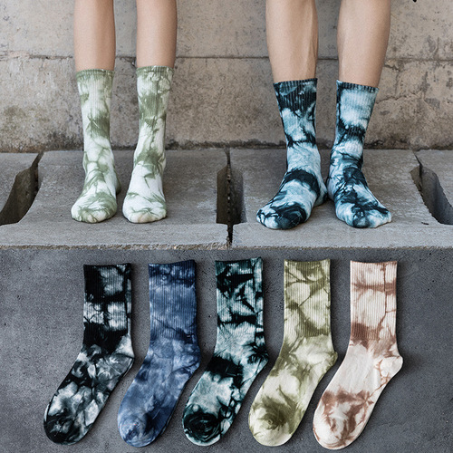 132 styles of tie-dye long tube cotton socks couple street ins street socks hip hop sports high tube fashion socks 