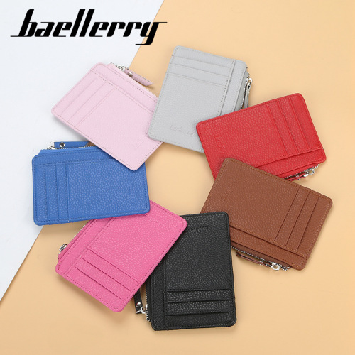 baellerry new multi-functional ultra-thin zipper short driver's license bank card holder for men and women wholesale