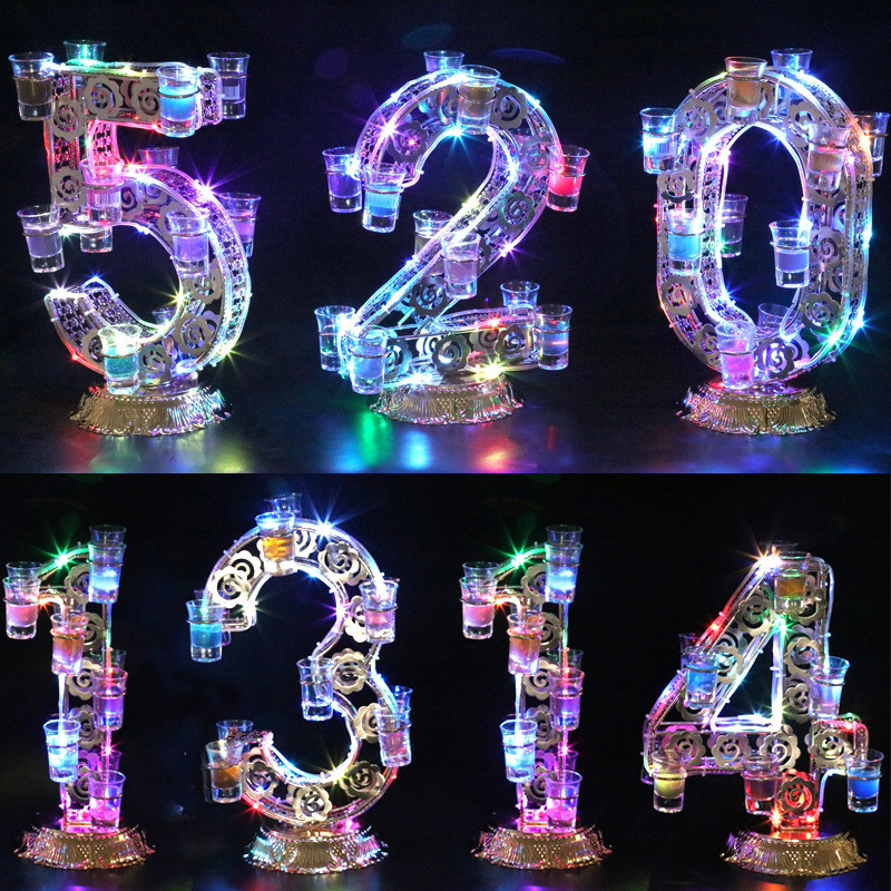 Bar KTV portavasos de cóctel una taza titular de la taza de bala emisor de luz estante del vino LED emisor de luz rojo océano vino titular de la taza de vino