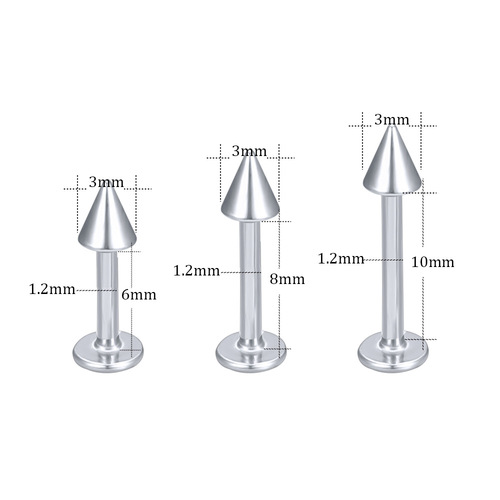 Exaggerated skin piercing jewelry in Europe, America, Japan and South Korea, multi-color options, 316L stainless steel pointed nose nails wholesale