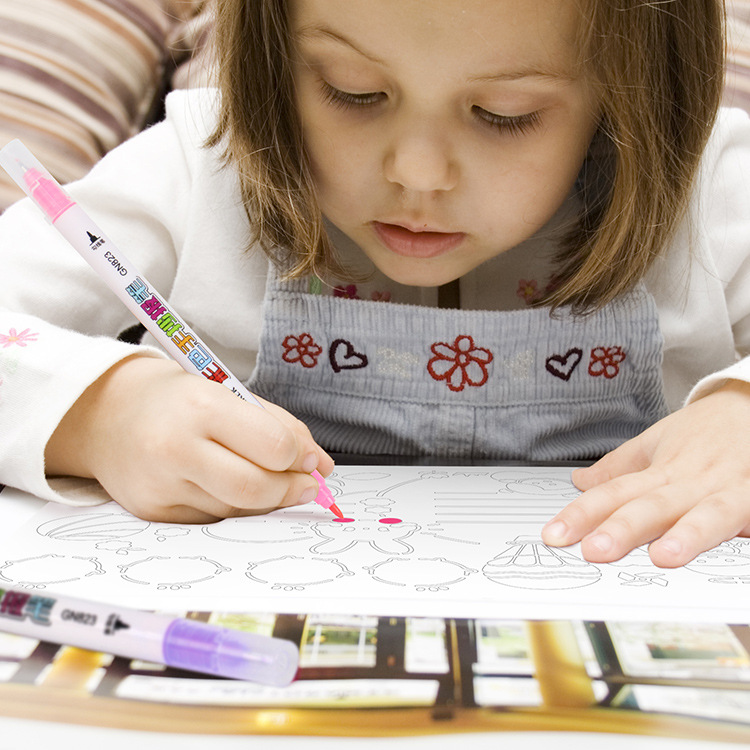 Plantilla de pintura de periódico escrita a mano especial Pluma de gancho para colorear pintura color arte pluma Plantilla de periódico escrita a mano pluma de color especial