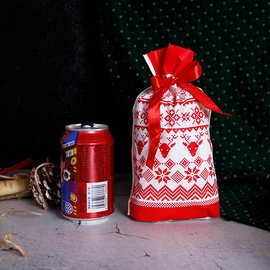 跨境亚马逊圣诞节食品包装袋糖果自粘袋束口袋抽绳袋牛轧糖包E18