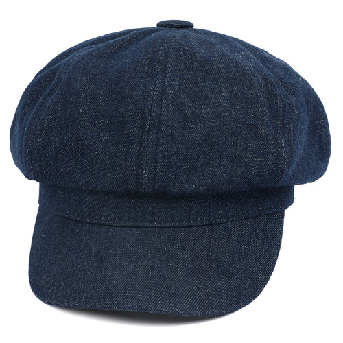 Hats autumn new denim octagonal hat couple women's versatile Korean style fashionable loose travel octagonal hat