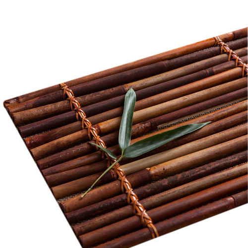 Purely handmade purple bamboo tea tray, small bamboo pole and bamboo raft, natural woven insulation mat, dry soaking table, tea coaster, tea mat factory supplied
