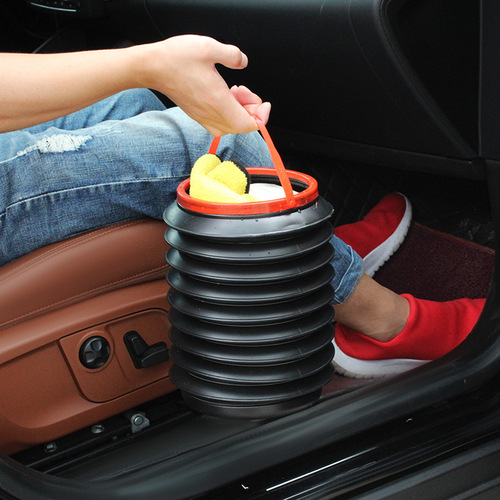 Car Internet celebrity car trash can multi-functional car 4L bucket car wash folding telescopic bucket