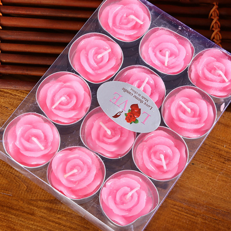 Valentine's Day 12 boxed roses, romantic proposal, tea wax handmade rose-shaped candles, manufacturer wholesale