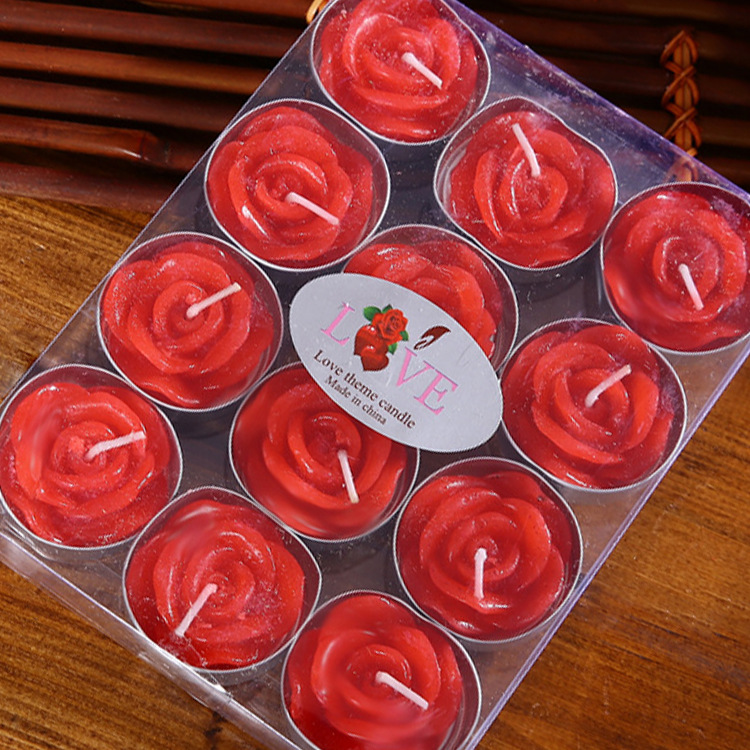Valentine's Day 12 boxed roses, romantic proposal, tea wax handmade rose-shaped candles, manufacturer wholesale