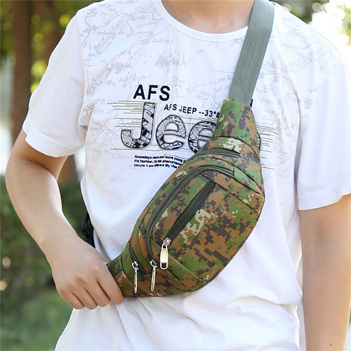 New outdoor men's mobile phone waist bag, multifunctional sports crossbody bag, fashionable camouflage chest bag manufacturer wholesale