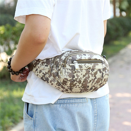 New outdoor men's mobile phone waist bag, multifunctional sports crossbody bag, fashionable camouflage chest bag manufacturer wholesale
