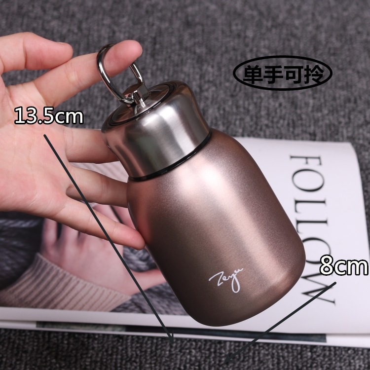 Portátil al aire libre negro 304 Acero inoxidable pequeña grasa Ding regalo taza mini moda portátil Gran taza de vientre taza de bolsillo