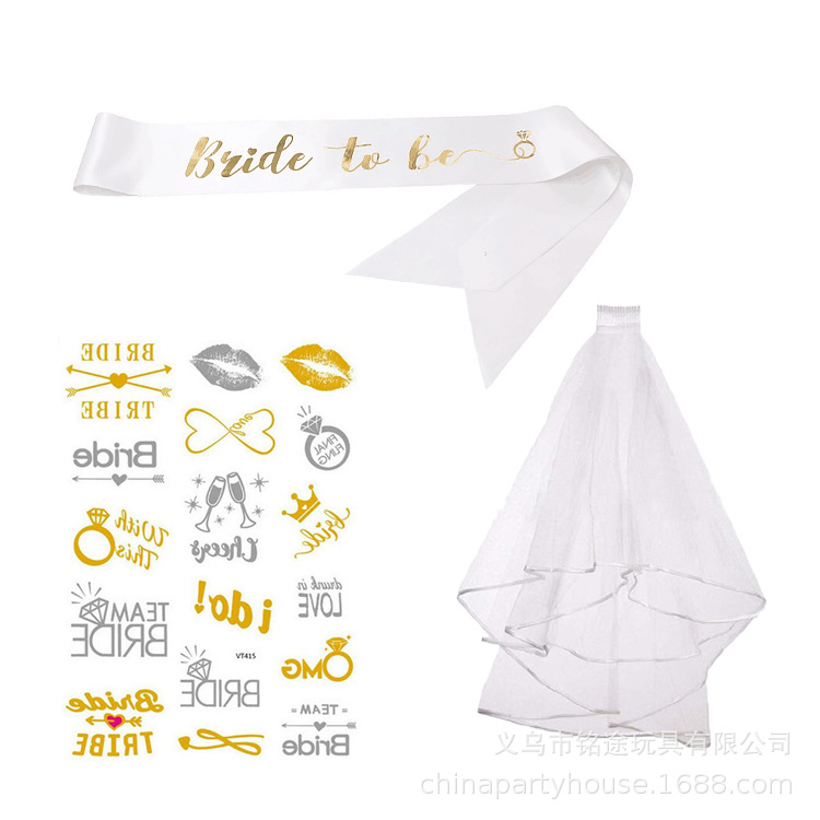 En stock novia solo partido nupcial oro rosa Garland hombro Correa nupcial velo tatuaje pegatina traje de boda