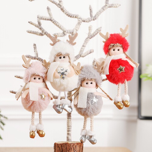 Cross-border Christmas plush angel pendant for children cute doll girl gift Christmas tree pendant
