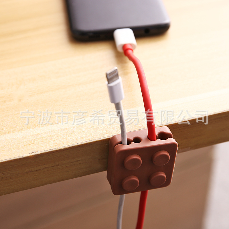 工厂直销 TPR可粘 桌面理线器 鼠标固线夹线扣 多功能积木线夹