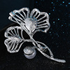 Fashionable brooch from pearl, universal crystal, pin, protective underware lapel pin, clothing, accessories, Korean style, pearl silver, wholesale