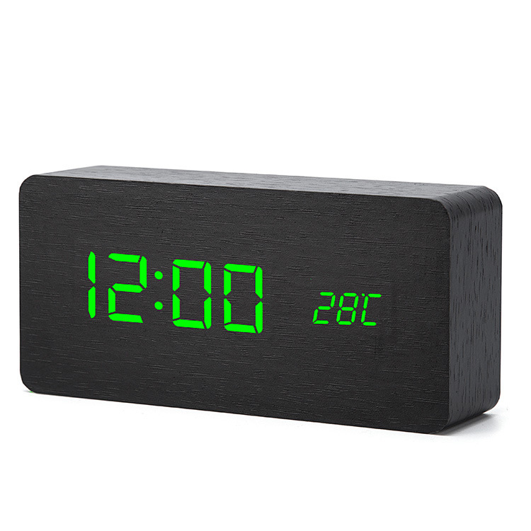 Transfronterizo reloj de madera LED despertador electrónico perezoso control de voz multifuncional reloj de escritorio de regalo inteligente