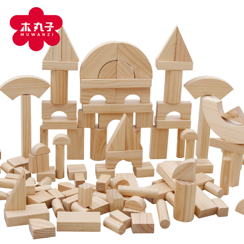 Bloques de construcción educativos para niños grandes juguete feliz bloques de construcción grandes bloques de construcción de madera de Kindergarten color primario grandes bloques de construcción