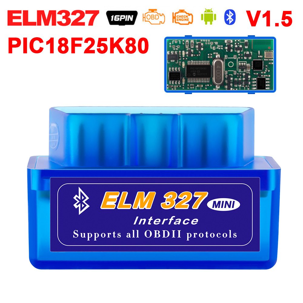 OBD2 mini蓝牙汽车检测仪PIC25K80芯片ELM327外贸英文版