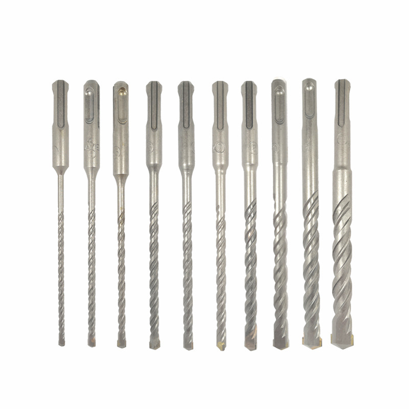 Lavie 10-Piece Set Impact Drill Bits Electric Hammer Drill Bits Tungsten Steel Four-Edged Milling Cutter Two Grooves Round Shank Wall Drilling