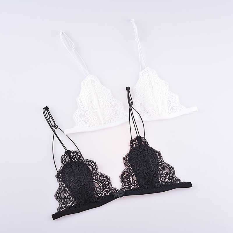 Summer Thin Strap French Underwear Women's No Steel Ring Back Buckle Bra Small Chest Upper Support Sexy Underwear Bra