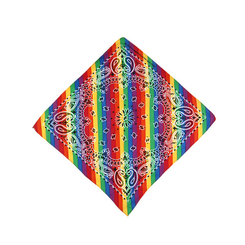 All-cotton 54cm European and American style sports outdoor square scarf retro rainbow cashew flower headscarf with printed logo cycling headscarf