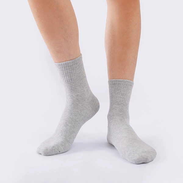 Pure-colored men's middle tube-gray gray