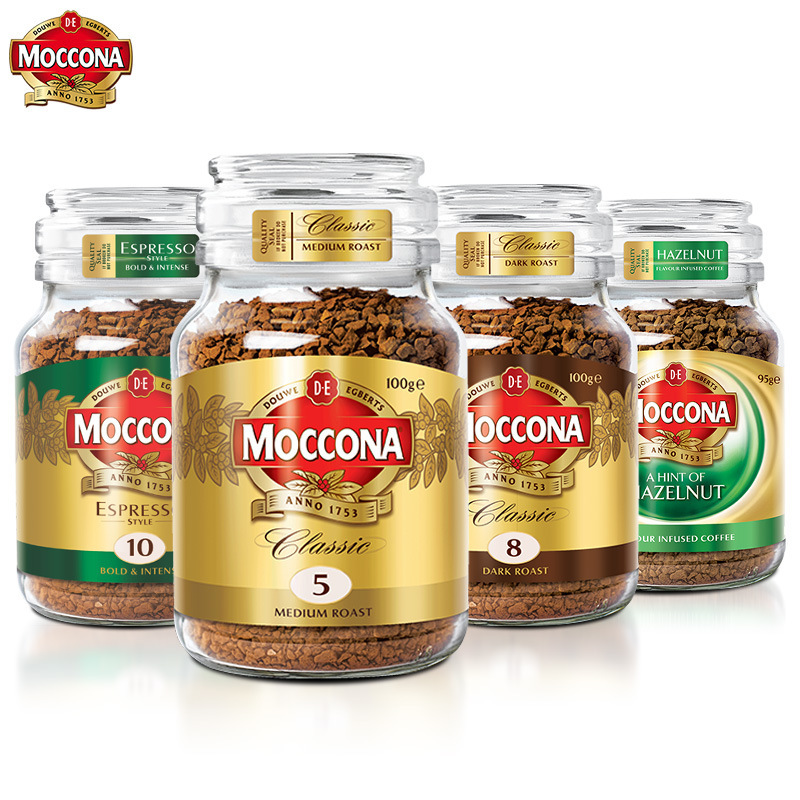 Dutch imported moccona Mokena coffee freeze-dried instant sugar-free pure black coffee powder hazelnut flavor 95g