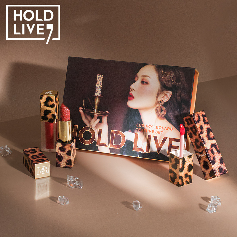 HOLD LIVE Томатный комплект, помада, блеск для губ, подарочная коробка, легкий роскошный стиль, 4 шт