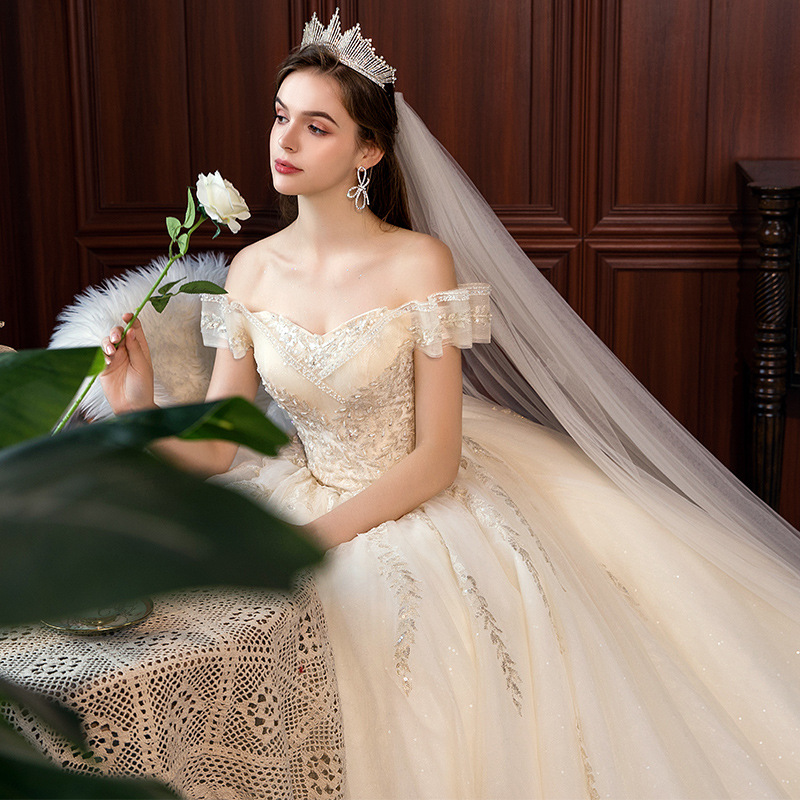 Vestido de novia de un solo hombro, nuevo estilo 2026, con cola de estilo francés, de ensueño y sencillo, que estiliza, vestido de novia ligero para verano. image 7