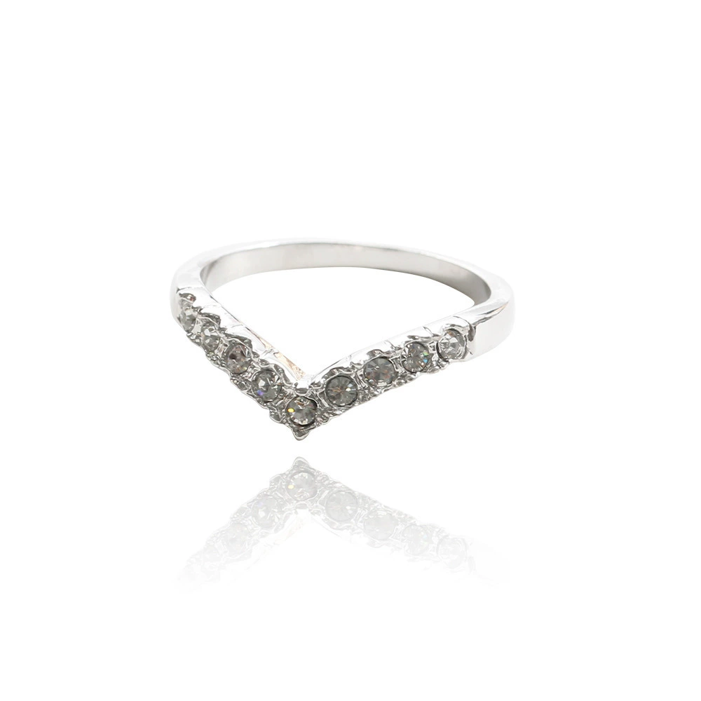 Sun Cloud Новое Diamond V-слово кольцо простое ожидание перстня, кольцо на палец мизинца, кольцо для женских пальцев