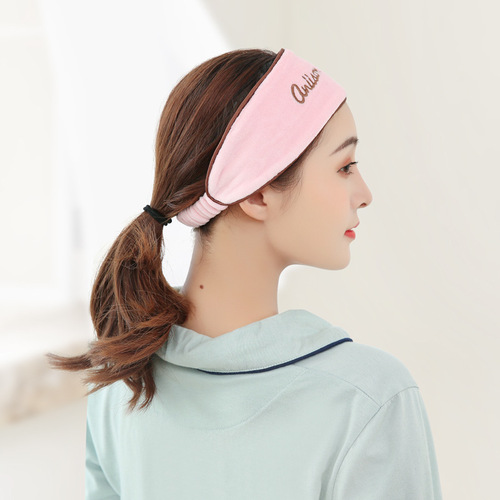 Letter embroidered pure cotton confinement headscarf, fashionable yoga sports headband, ladies makeup, running face wash headband