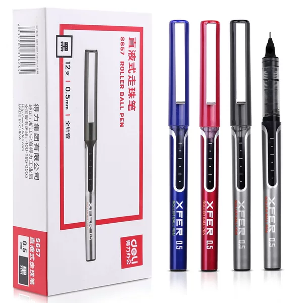 Deli S657 Liquid Rollerball Pen Exam Water-Based Signature Pen Office Business Black Pen Gel Pen 0.5mm