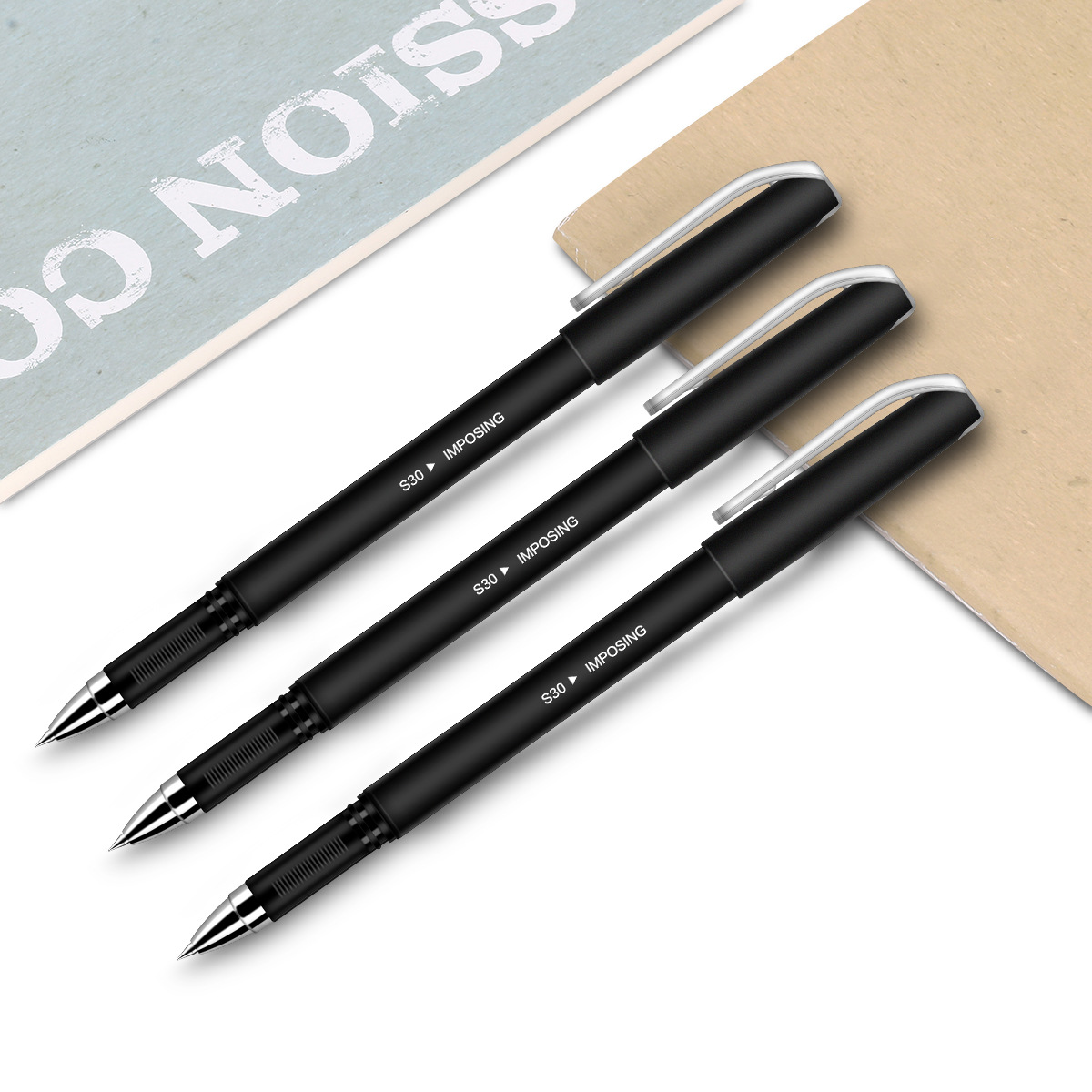 Deli S30 Business Gel Pen 12 Pen Sign Pen Soft Glue Handshake Frosted Pen Black 0.5mm