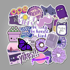 50 pieces of purple small fresh cartoon graffiti stickers suitcase water cup skateboard refrigerator waterproof stickers can be combined