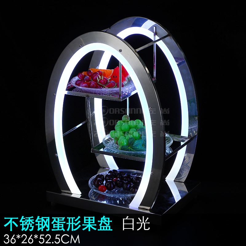 Zuochang bar KTV plato de fruta luminosa merienda plato creativo merienda plato de fruta de acero inoxidable LED recargable