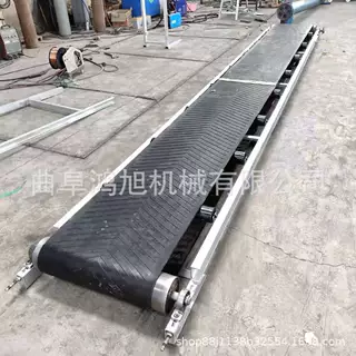 防滑皮带式快递分拣输送机 皮带刮板传送一体机 腌制盐PU装车机