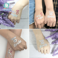 新款跨境保防水燙鐳射team bride紋身貼 單身派對婚禮新娘金屬貼