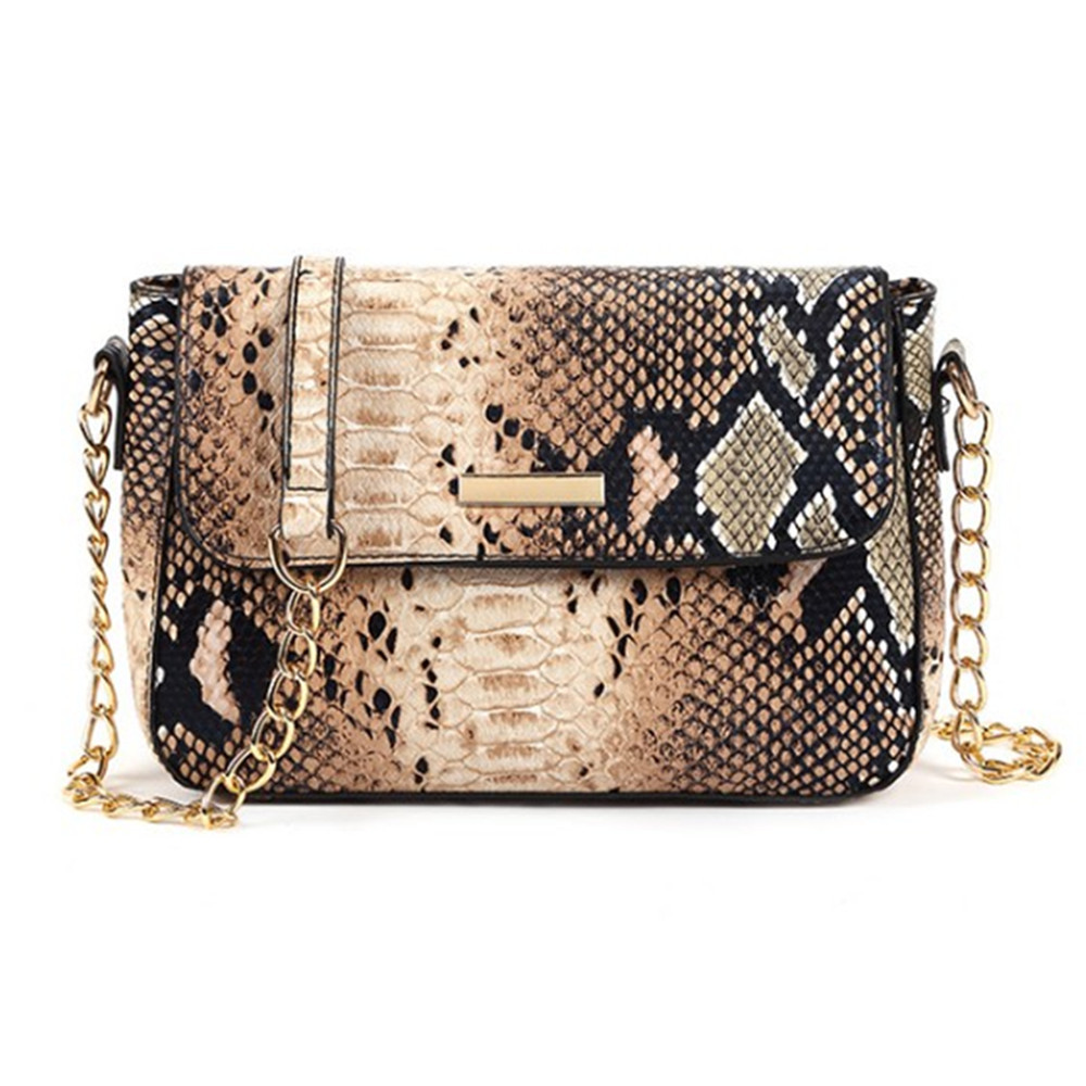 Cross-Border Snake Print Single Shoulder Crossbody Bag 2025 New European and American Retro Underarm Small Square Bag Chain Women's Bag Foreign Trade Wholesale